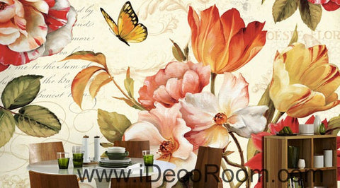 Image of Vintage Tulip Flowers 000011 Wallpaper Wall Decals Wall Art Print Mural Home Decor Gift Office Business