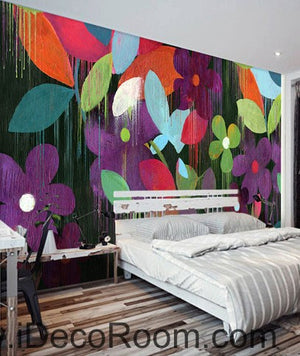 Colorful Flowers Drop 000014 Wallpaper Wall Decals Wall Art Print Mural Home Decor Gift Office Business