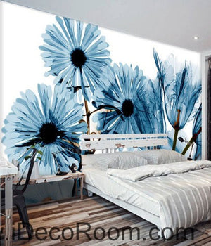 Transparent Blue Daisy flower 000015 Wallpaper Wall Decals Wall Art Print Mural Home Decor Gift Office Business