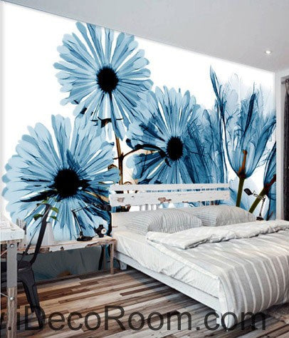 Image of Transparent Blue Daisy flower 000015 Wallpaper Wall Decals Wall Art Print Mural Home Decor Gift Office Business