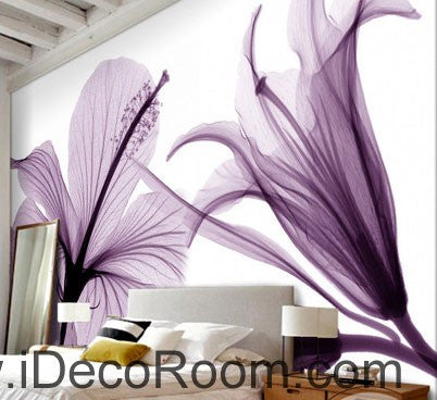 Transparent Purple Flowers 000016 Wallpaper Wall Decals Wall Art Print Mural Home Decor Gift Office Business