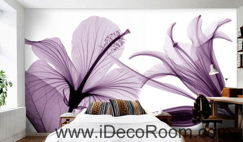 Image of custom size 194x99 inches Transparent Purple Flowers 000016 Wallpaper
