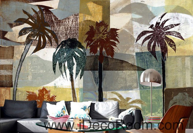 Palm Tree Island Abstract Mordern 000018 Wallpaper Wall Decals Wall Art Print Mural Home Decor Gift Office Business