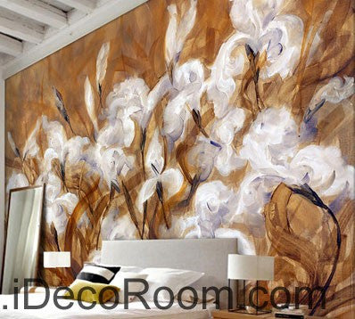 Image of White Orchid Abstact Mordern Art 000021 Wallpaper Wall Decals Wall Art Print Mural Home Decor Gift Office Business