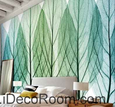 Image of Transparant Tree Leaves Watercolor Wallpaper Wall Decals Wall Art Print Mural Home Decor Gift Office Business