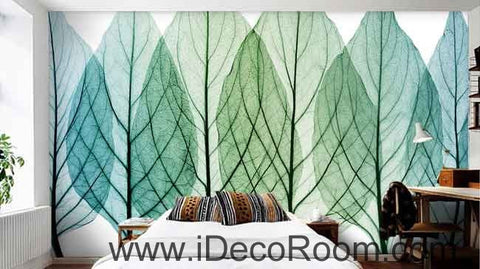 Image of Transparant Tree Leaves Watercolor Wallpaper Wall Decals Wall Art Print Mural Home Decor Gift Office Business