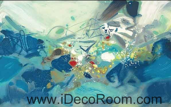 Abstract Blue Ocean Wave Wallpaper Wall Decals Wall Art Print Mural Home Decor Gift Office Business