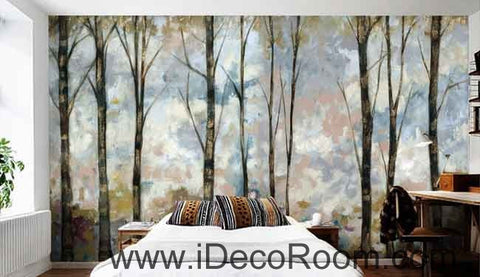 Image of Vintage Forest Oil Painting Wallpaper Wall Decals Wall Art Print Mural Home Decor Gift Office Business