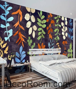 Colorful vine leave flower IDCWP-00032 Wallpaper Wall Decals Wall Art Print Mural Home Decor Gift