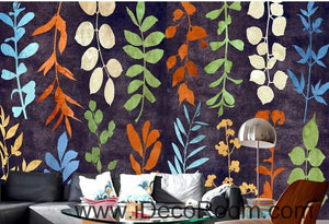 Colorful vine leave flower IDCWP-00032 Wallpaper Wall Decals Wall Art Print Mural Home Decor Gift