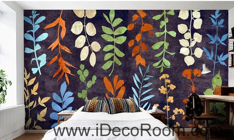 Image of Colorful vine leave flower IDCWP-00032 Wallpaper Wall Decals Wall Art Print Mural Home Decor Gift