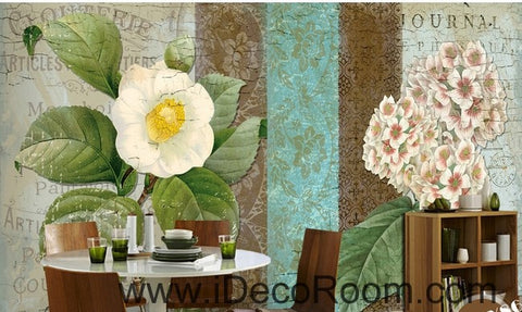 Image of White flower illustration IDCWP-000036 Wallpaper Wall Decals Wall Art Print Mural Home Decor Gift