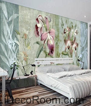 Colorful flower illustration IDCWP-000043 Wallpaper Wall Decals Wall Art Print Mural Home Decor Gift