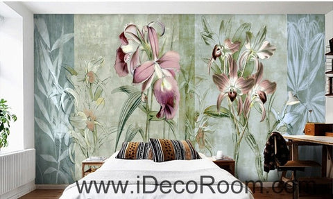 Image of Colorful flower illustration IDCWP-000043 Wallpaper Wall Decals Wall Art Print Mural Home Decor Gift