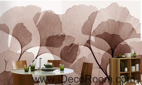 Image of Brown Ginkgo Tree leaves IDCWP-000046 Wallpaper Wall Decals Wall Art Print Mural Home Decor Gift