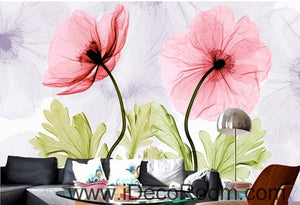 Colorful red flower illustration IDCWP-000047 Wallpaper Wall Decals Wall Art Print Mural Home Decor Gift