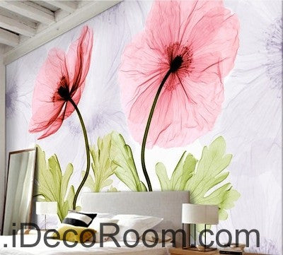 Image of Colorful red flower illustration IDCWP-000047 Wallpaper Wall Decals Wall Art Print Mural Home Decor Gift