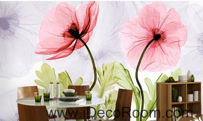 Colorful red flower illustration IDCWP-000047 Wallpaper Wall Decals Wall Art Print Mural Home Decor Gift