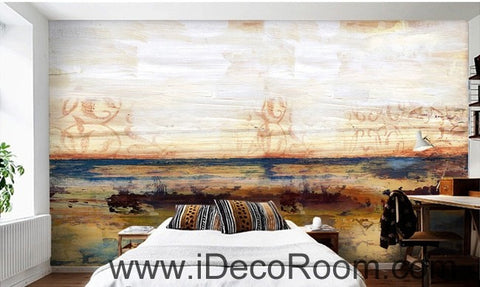 Image of Abstract Beach Ocean IDCWP-000071 Wallpaper Wall Decals Wall Art Print Mural Home Decor Gift