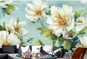 Vintage White Camellia Flower IDCWP-000075 Wallpaper Wall Decals Wall Art Print Mural Home Decor Gift