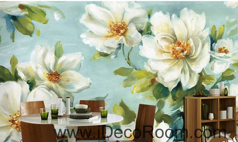 Image of Vintage White Camellia Flower IDCWP-000075 Wallpaper Wall Decals Wall Art Print Mural Home Decor Gift
