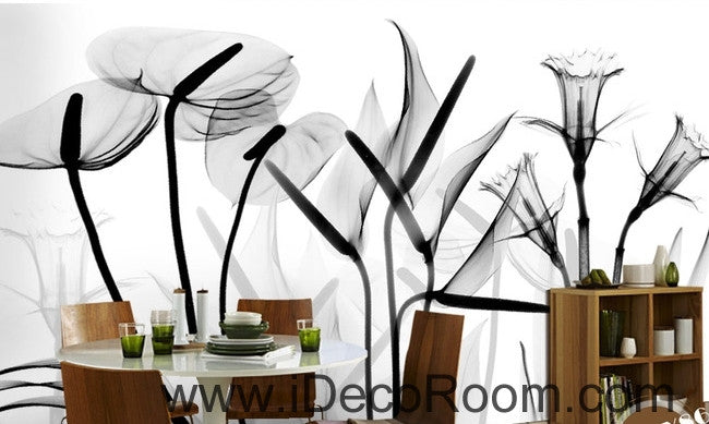 Beautiful dream black and white art calla lily tulip transparent wall art wall decor mural wallpaper wall  IDCWP-000087