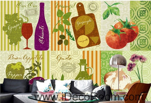Dream fresh  tomatoes fruit and vegetable pattern wall art wall decor mural wallpaper wall  IDCWP-000088
