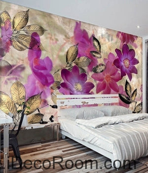 A beautiful dream of fresh and beautiful red blooming flowers Gesang Hua oil painting effect wall art wall decor mural wallpaper wall  IDCWP-000104