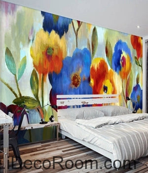 Beautiful dream romantic blooming color floral poppy flower painting wall art wall decor mural wallpaper wall  IDCWP-000115