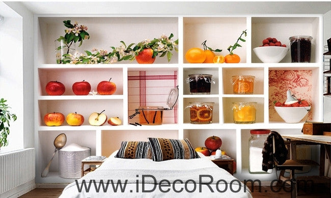 A beautiful fresh white plaid painted fruit canned floral wall art wall decor mural wallpaper wall  IDCWP-000123