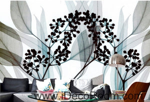 A beautiful dream fresh black and white art Eucalyptus flowers transparent leaf wall art wall decor mural wallpaper wall  IDCWP-000126