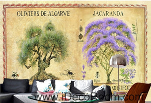 Dreams Purple Purple Flowers Trees Forest oil painting effect wall art wall decor mural wallpaper wall  IDCWP-000128