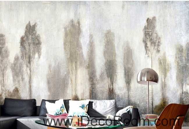 Beautiful dream mystery haze in the abstract pine forest oil painting effect wall art wall decor mural wallpaper wall  IDCWP-000139