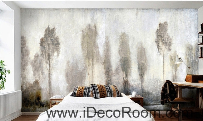 Beautiful dream mystery haze in the abstract pine forest oil painting effect wall art wall decor mural wallpaper wall  IDCWP-000139