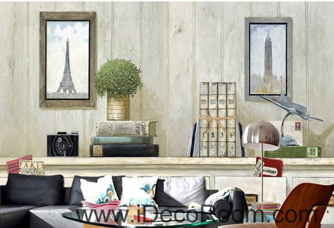 Image of Small fresh table potted Eiffel Tower Big Ben Gua painting wall art wall decor mural wallpaper wall  IDCWP-000142