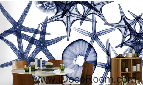 Image of Beautiful retro to do the old seabed transparent starfish conch seashell wall art wall decor mural wallpaper wall  IDCWP-000145