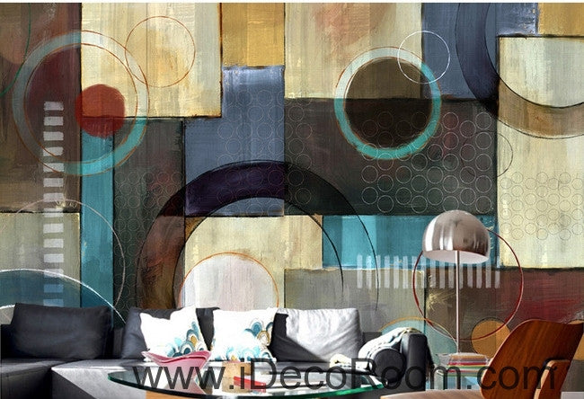 European Style Retro Patterns Circle Colors Stains Split oil painting effect wall art wall decor mural wallpaper wall  IDCWP-000147