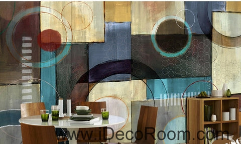 Image of European Style Retro Patterns Circle Colors Stains Split oil painting effect wall art wall decor mural wallpaper wall  IDCWP-000147