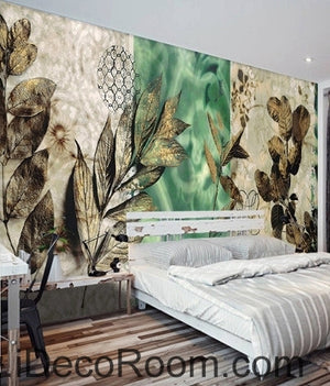 Dreams Fresh Green Patterns Flower Leaves oil painting effects wall art wall decor mural wallpaper wall paper IDCWP-000149