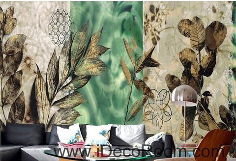 Image of Dreams Fresh Green Patterns Flower Leaves oil painting effects wall art wall decor mural wallpaper wall paper IDCWP-000149