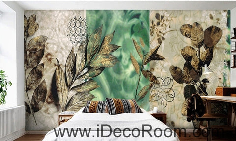 Image of Dreams Fresh Green Patterns Flower Leaves oil painting effects wall art wall decor mural wallpaper wall paper IDCWP-000149