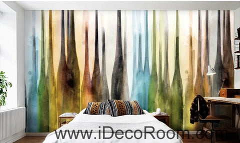 Image of European retro color abstract bottle oil painting effect wall art wall decor mural wallpaper wall  IDCWP-000150
