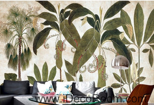 European - style retro green plant tropical plant banana leaf oil painting effect wall art wall decor mural wallpaper wall  IDCWP-000161