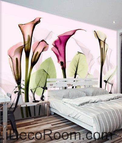 Image of A beautiful dream romantic warm multicolored blooming calla lily transparent wall art wall decor mural wallpaper wall  IDCWP-000166