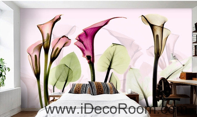 A beautiful dream romantic warm multicolored blooming calla lily transparent wall art wall decor mural wallpaper wall  IDCWP-000166