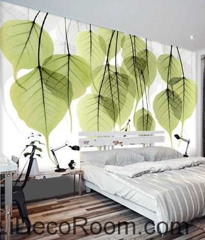 Beautiful dream fresh green transparent small round leaves overlapping wall art wall decor mural wallpaper wall  IDCWP-000196