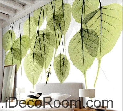 Image of Beautiful dream fresh green transparent small round leaves overlapping wall art wall decor mural wallpaper wall  IDCWP-000196