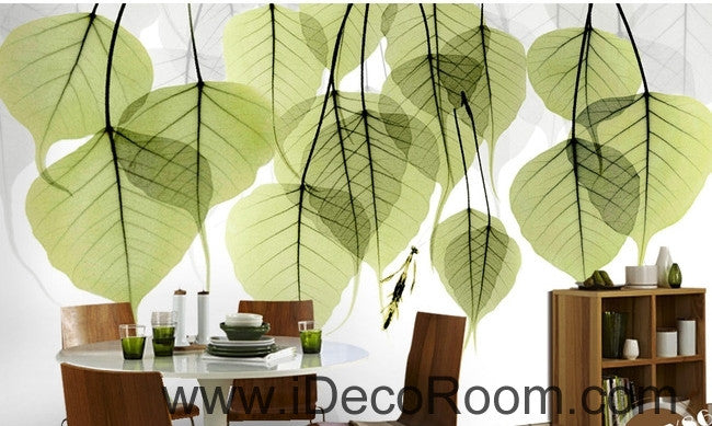 Beautiful dream fresh green transparent small round leaves overlapping wall art wall decor mural wallpaper wall  IDCWP-000196