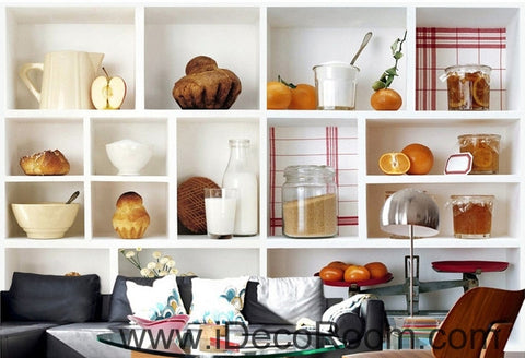 Image of A beautiful freshly lita painted fruit bread drink canned kitchen wall art wall decor mural wallpaper wall  IDCWP-000197