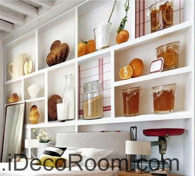 Image of A beautiful freshly lita painted fruit bread drink canned kitchen wall art wall decor mural wallpaper wall  IDCWP-000197